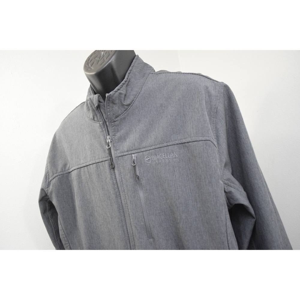 Magellan‎ Soft Shell Jacket Fleece Lined Gray Full Zip W/ Pockets Mens 2XL XXL